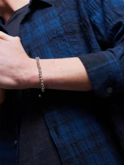 BEADED SILVER SKULL BRACELET