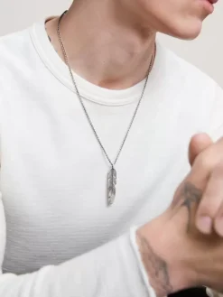 SILVER FEATHER NECKLACE